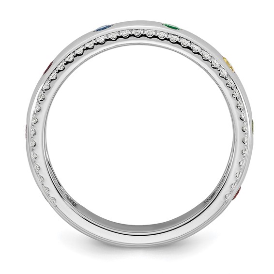 14k WG 8 Synthetic Birthstone and Diamond Mother's Ring