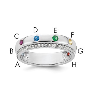 14k WG 8 Synthetic Birthstone and Diamond Mother's Ring
