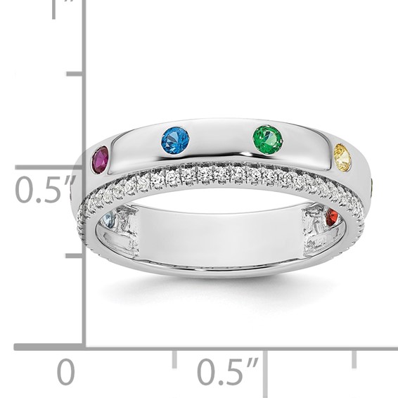14k WG 8 Synthetic Birthstone and Diamond Mother's Ring