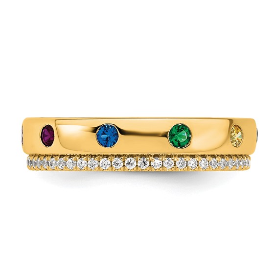 14k 8 Birthstone and Diamond Mother's Ring Semi-mount