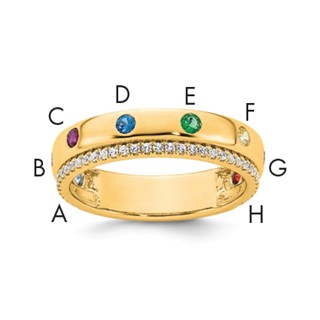14k 8 Birthstone and Diamond Mother's Ring Semi-mount
