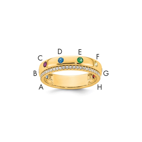 14k 8 Birthstone and Diamond Mother's Ring Semi-mount