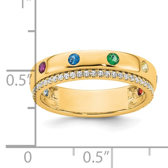 14k 8 Birthstone and Diamond Mother's Ring Semi-mount