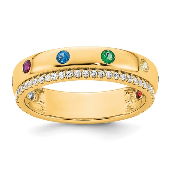 14k 8 Birthstone and Diamond Mother's Ring Semi-mount