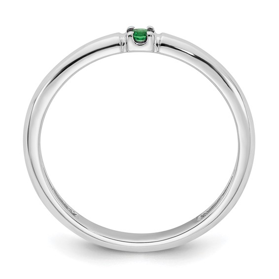 14k White Gold Genuine 1 Birthstone Mother's Ring