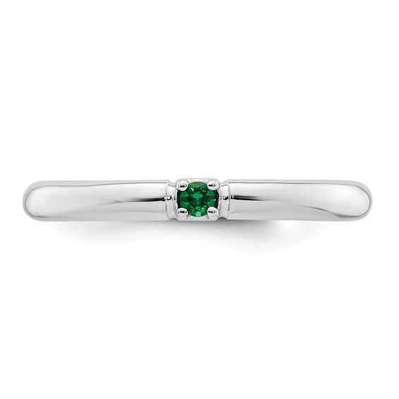 14k White Gold Genuine 1 Birthstone Mother's Ring