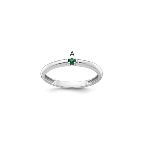 14k White Gold Genuine 1 Birthstone Mother's Ring