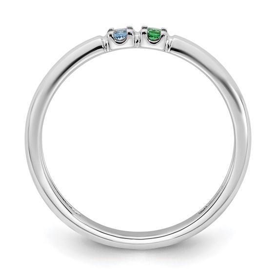 14k White Gold Genuine 2 Birthstone Mother's Ring