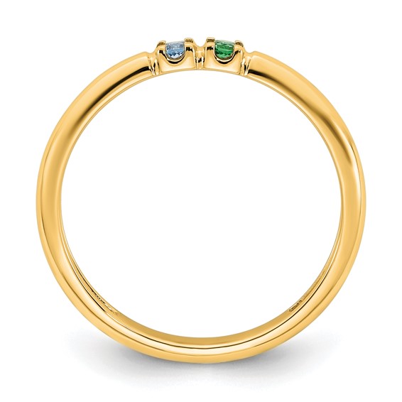 14k Yellow Gold 2 Genuine Birthstone Mother's Ring