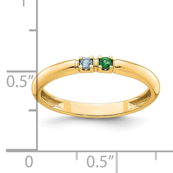 14k Yellow Gold 2 Genuine Birthstone Mother's Ring