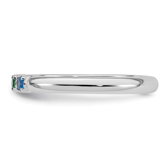 14k White Gold Genuine 3 Birthstone Mother's Ring