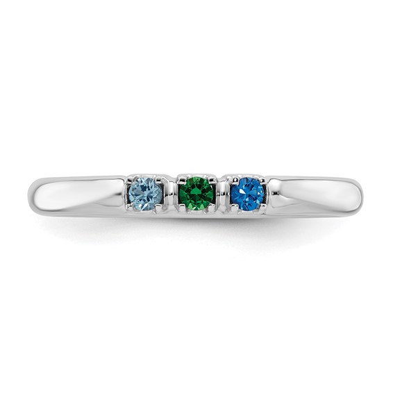 14k White Gold Genuine 3 Birthstone Mother's Ring