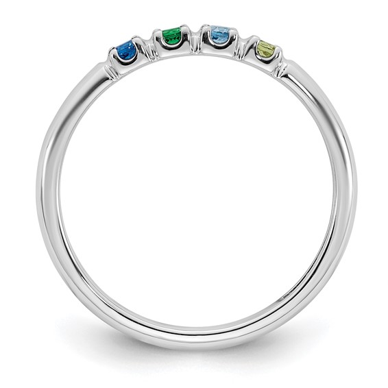 14k White Gold Genuine 4 Birthstone Mother's Ring