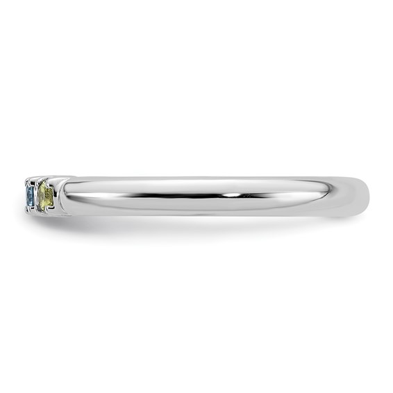 14k White Gold Genuine 4 Birthstone Mother's Ring