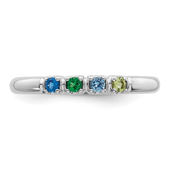 14k White Gold Genuine 4 Birthstone Mother's Ring