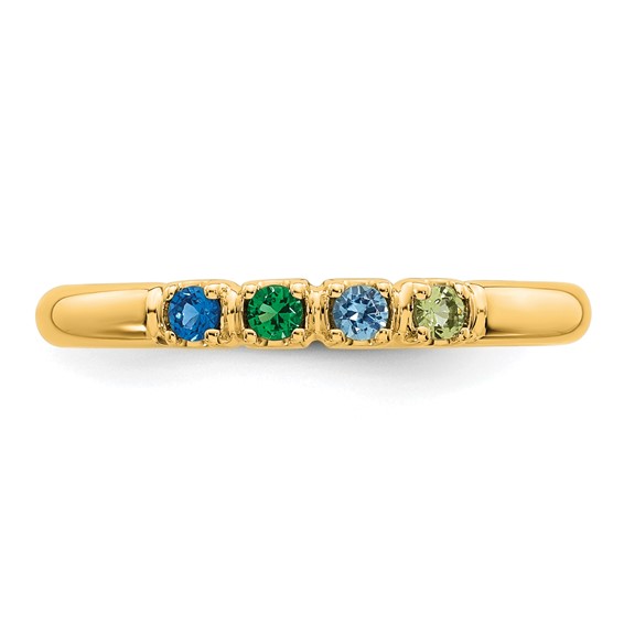 14k Yellow Gold  4 Synthetic Birthstone Mother's  Ring