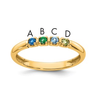 14k Yellow Gold  4 Synthetic Birthstone Mother's  Ring