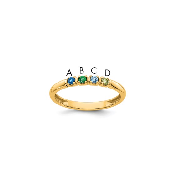 14k Yellow Gold  4 Synthetic Birthstone Mother's  Ring