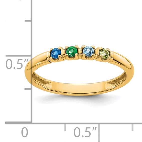 14k Yellow Gold  4 Synthetic Birthstone Mother's  Ring
