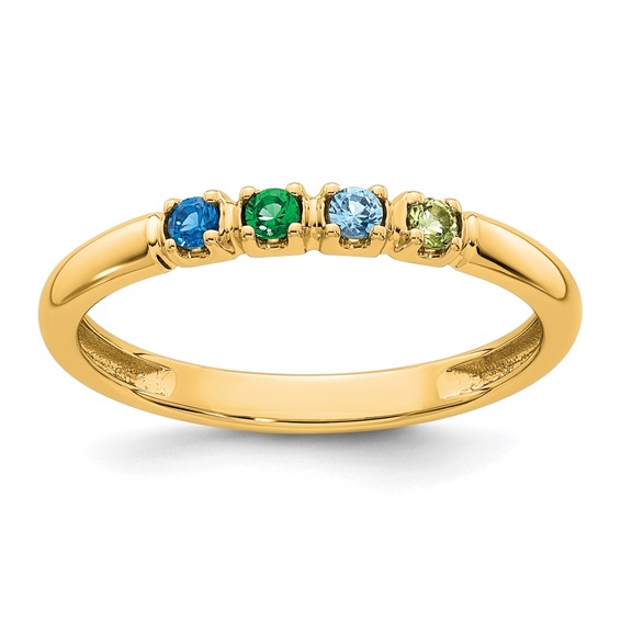 14k Yellow Gold  4 Synthetic Birthstone Mother's  Ring