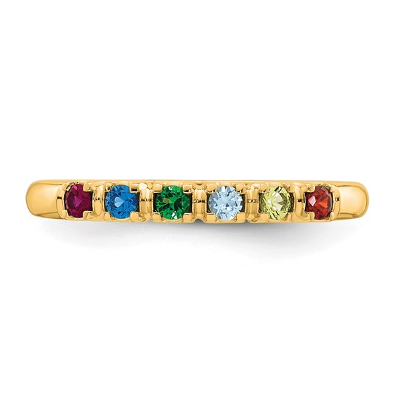 14k Yellow Gold 6 Synthetic Birthstone Mother's  Ring