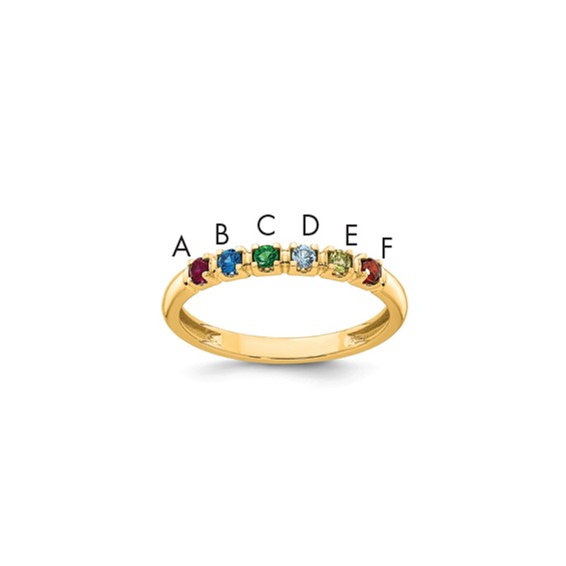 14k Yellow Gold 6 Synthetic Birthstone Mother's  Ring