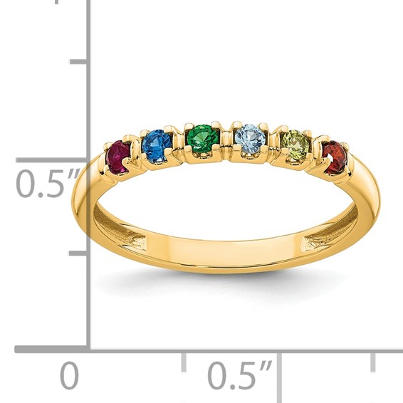 14k Yellow Gold 6 Synthetic Birthstone Mother's  Ring