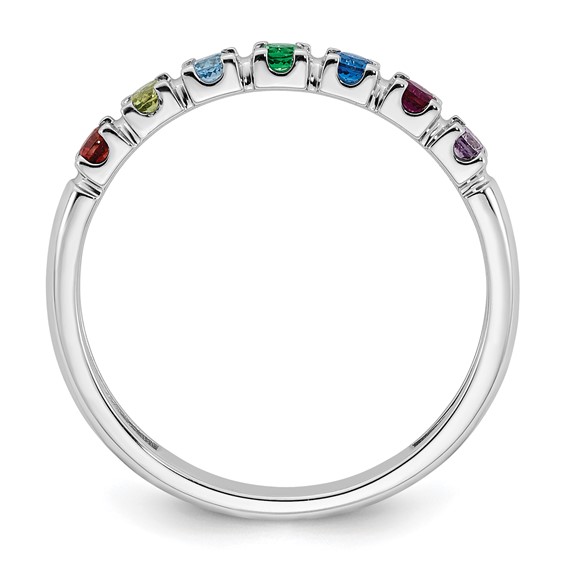 14k White Gold Genuine 7 Birthstone Mother's Ring