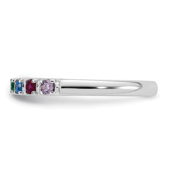 14k White Gold Genuine 7 Birthstone Mother's Ring