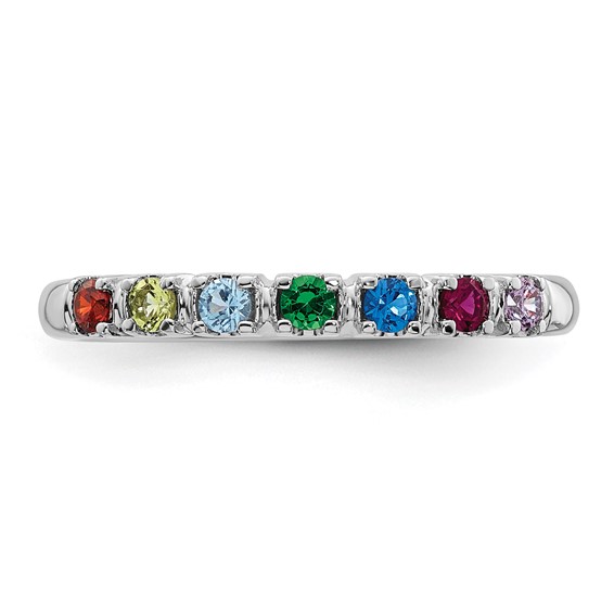 14k White Gold Genuine 7 Birthstone Mother's Ring