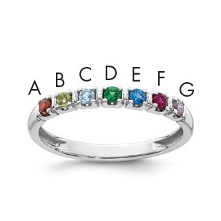 14k White Gold Synthetic 7 Birthstone Mother's Ring