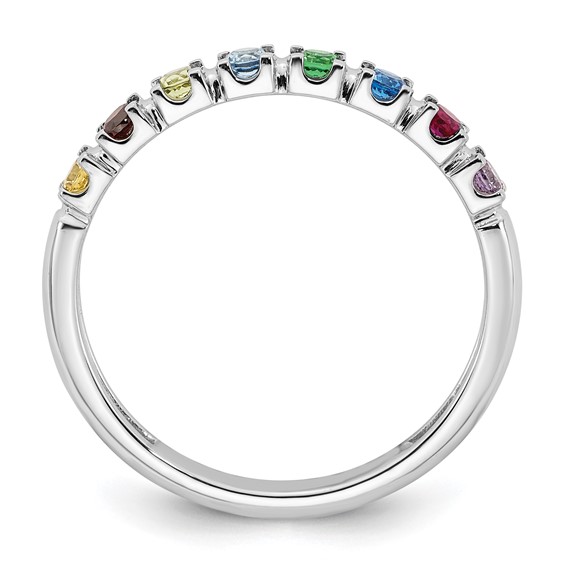 14k White Gold Synthetic 8 Birthstone Mother's Ring
