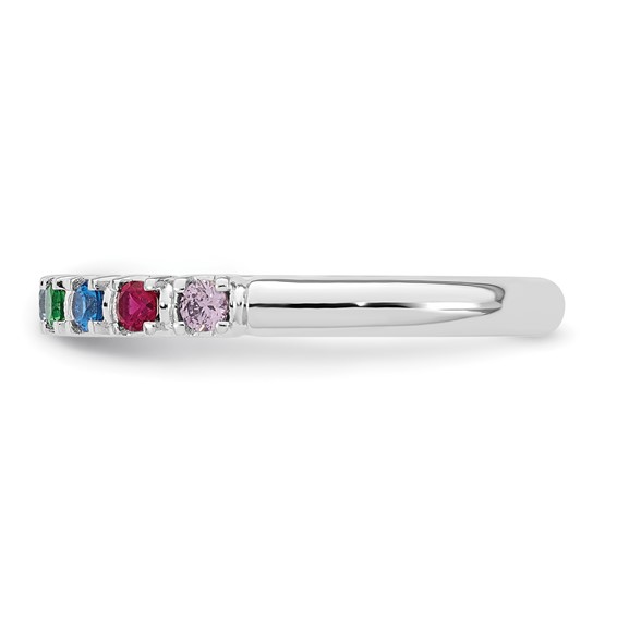 14k White Gold Synthetic 8 Birthstone Mother's Ring