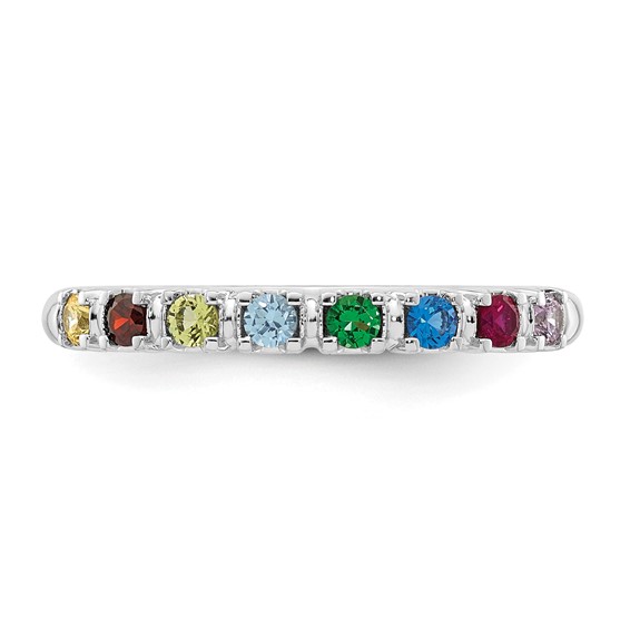 14k White Gold Synthetic 8 Birthstone Mother's Ring