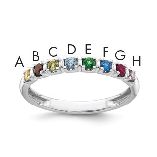 14k White Gold Synthetic 8 Birthstone Mother's Ring