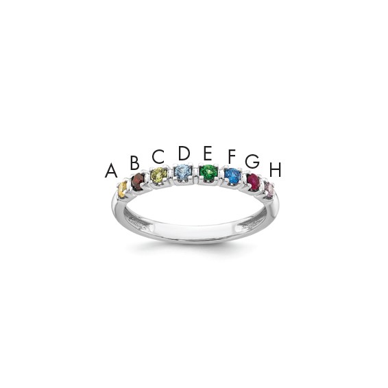 14k White Gold Synthetic 8 Birthstone Mother's Ring
