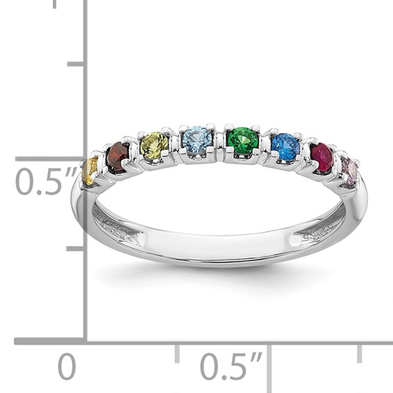 14k White Gold Synthetic 8 Birthstone Mother's Ring