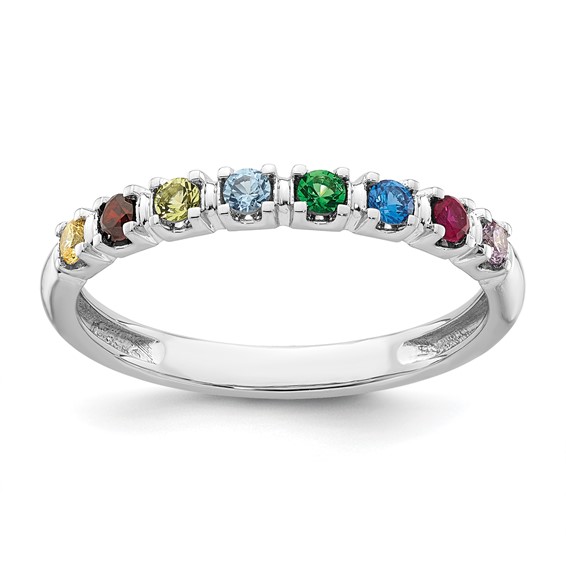 14k White Gold Synthetic 8 Birthstone Mother's Ring
