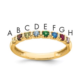 14k Yellow Gold 8 Genuine Birthstone Mother's Ring