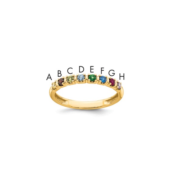 14k Yellow Gold 8 Genuine Birthstone Mother's Ring