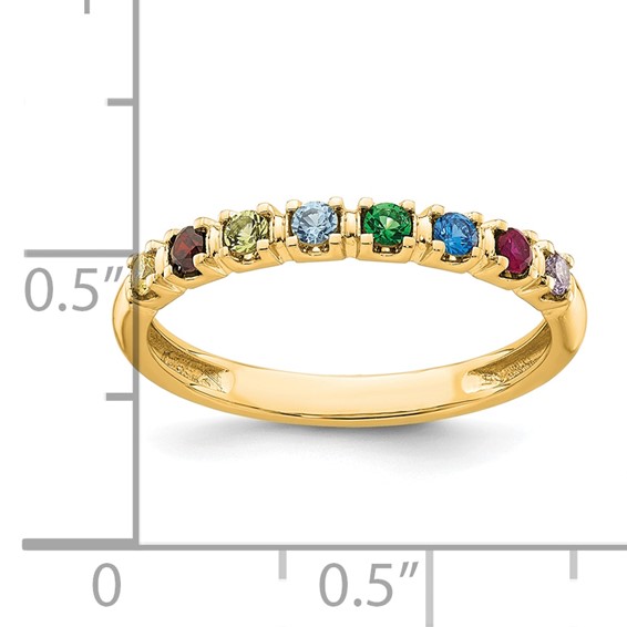 14k Yellow Gold 8 Genuine Birthstone Mother's Ring