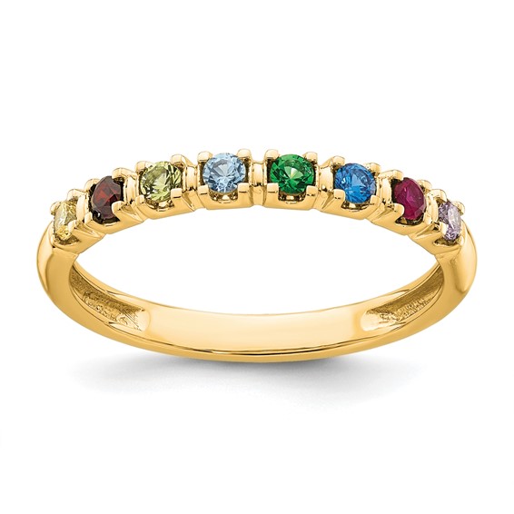14k Yellow Gold 8 Genuine Birthstone Mother's Ring