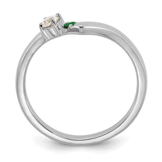 14k White Gold 1 Genuine Birthstone with Diamond Mother's Ring