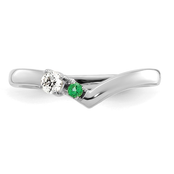 14k White Gold 1 Genuine Birthstone with Diamond Mother's Ring