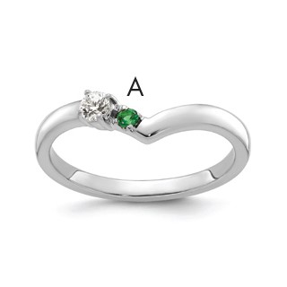 14k White Gold 1 Genuine Birthstone with Diamond Mother's Ring