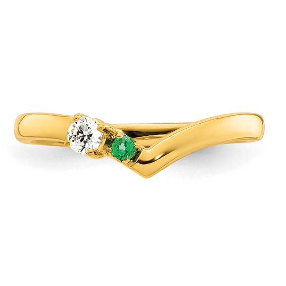 14k 1 Birthstone with Diamond  Mother's Ring Mounting