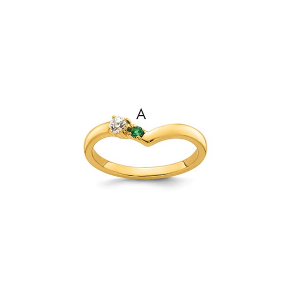 14k 1 Birthstone with Diamond  Mother's Ring Mounting