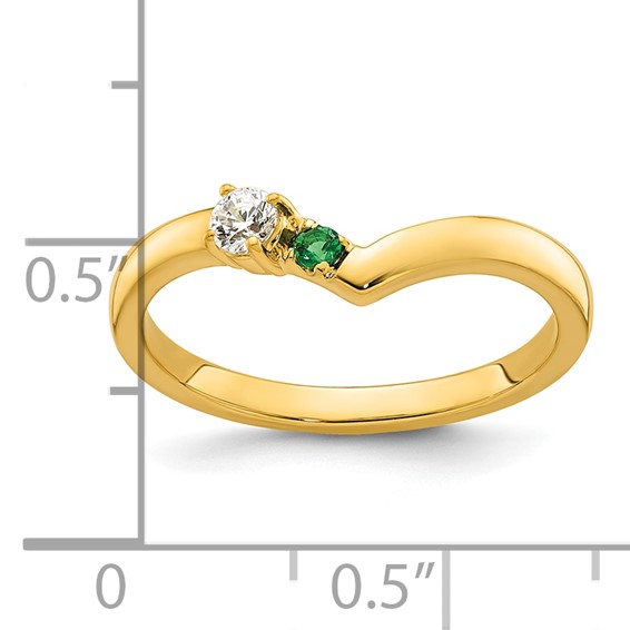 14k 1 Birthstone with Diamond  Mother's Ring Mounting
