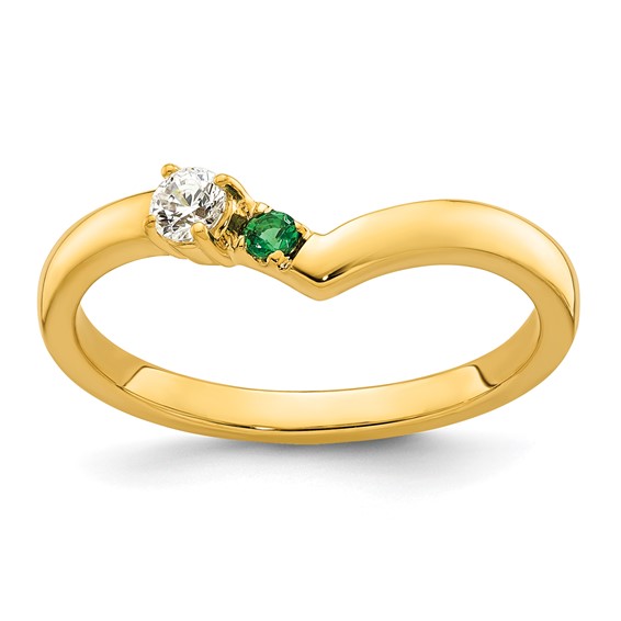 14k 1 Birthstone with Diamond  Mother's Ring Mounting