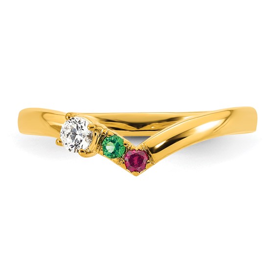 14k 2 Genuine Birthstone with Diamond Mother's Ring